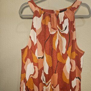 NWOT Ann Taylor Factory Abstract Floral Smocked Halter Top Boho Chic